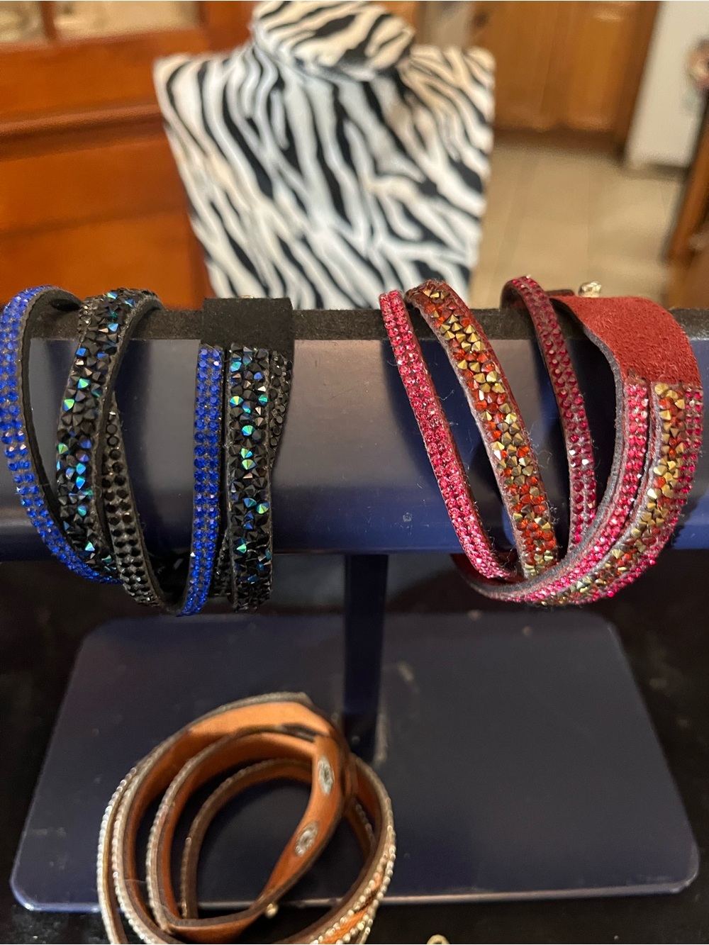 Park Lane Blue and Pink Crystal Wrap Bracelets Set of 3